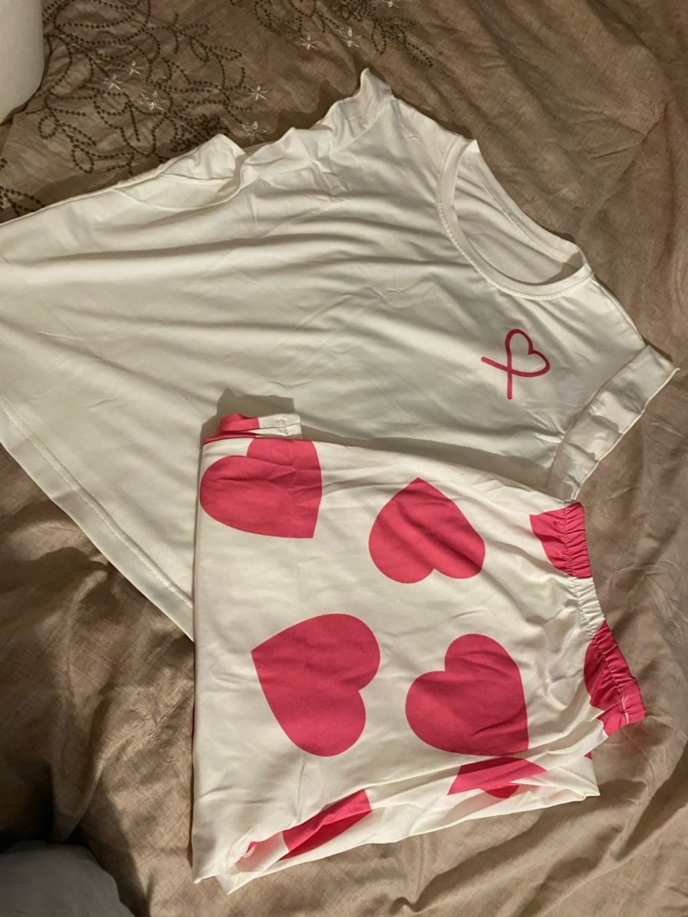 Girls' White & Pink Heart Pajama Set - Kids Pajamas